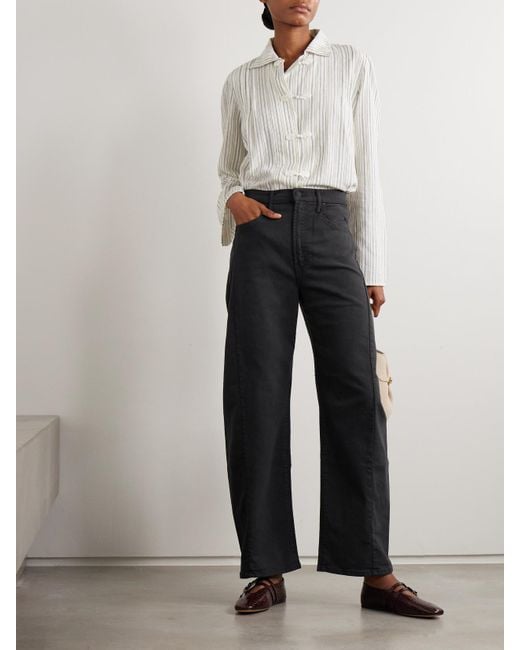 Mother Black The Half Pipe Flood High-Rise Tapered Jeans