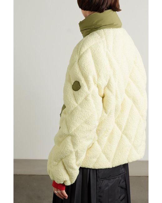 Moncler Natural Jonquille Shell-Trimmed Quilted Fleece Down Jacket