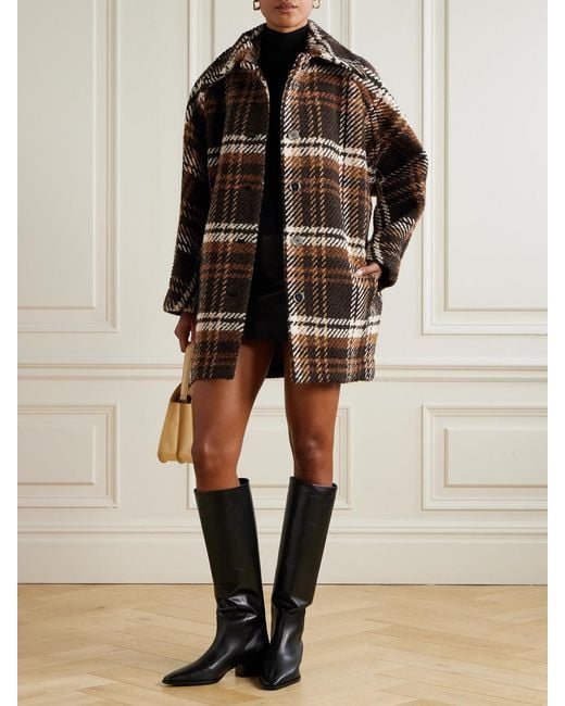 Patou Multicolor Checked Wool-Blend Coat