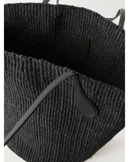 Liffner Black Sprout Leather-Trimmed Sisal Tote Bag