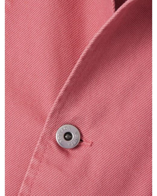 Bottega Veneta Pink Oversized-Hemdblusenkleid Aus Denim Mit Bindegürtel