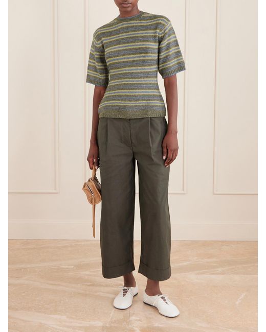 Proenza Schouler Gray Dana Striped Wool-Blend Sweatshirt