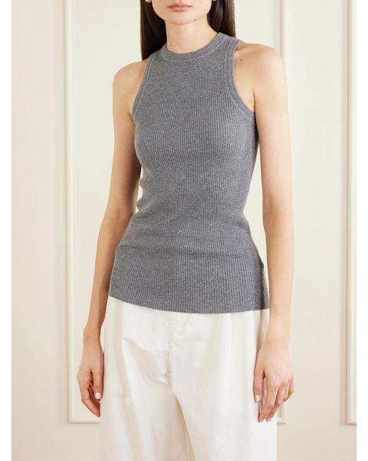 Lisa Yang Gray Amaya Cotton And Cashmere-Blend Tank Top