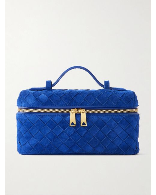 Bottega Veneta Blue Bang Bang Intrecciato Suede Tote
