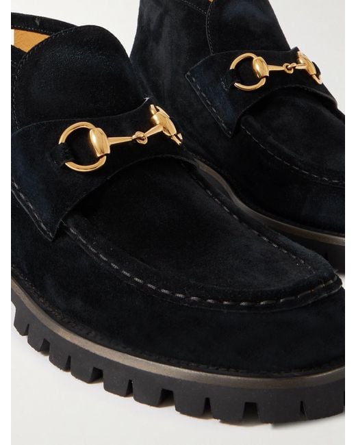 Gucci Black Sylke Horsebit-Detailed Suede Ankle Boots
