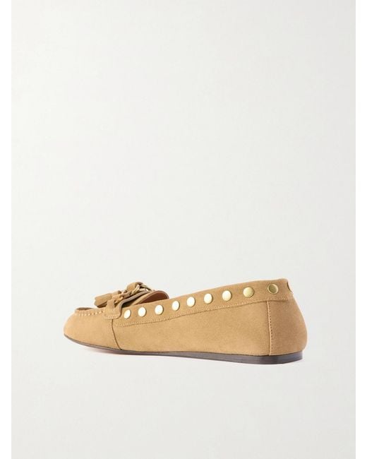 Isabel Marant Natural Faxel Embellished Suede Loafers