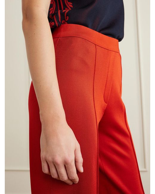 High Sport Red Evie Pleated Knitted Wide-Leg Pants