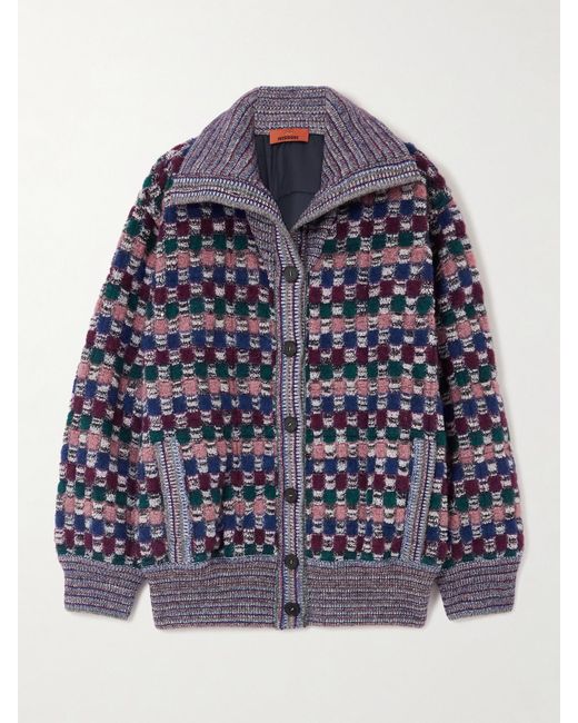 Missoni Blue Checked Wool-Blend Jacket