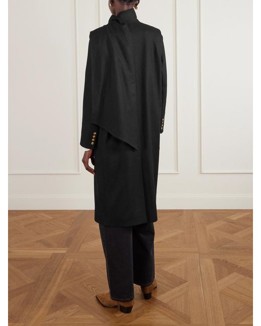 Maison Mayle Black Isadore Scarf-Detailed Wool-Blend Coat