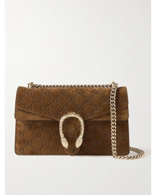 Gucci Brown Dionysus Schultertasche Aus Geprägtem Veloursleder