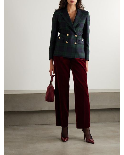 Blazé Milano Red Fox Pleated Cotton-Velvet Straight-Leg Pants
