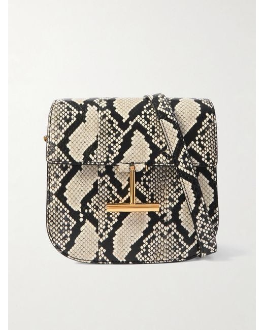 Tom Ford Gray Tara Mini Snake-Effect Leather Shoulder Bag