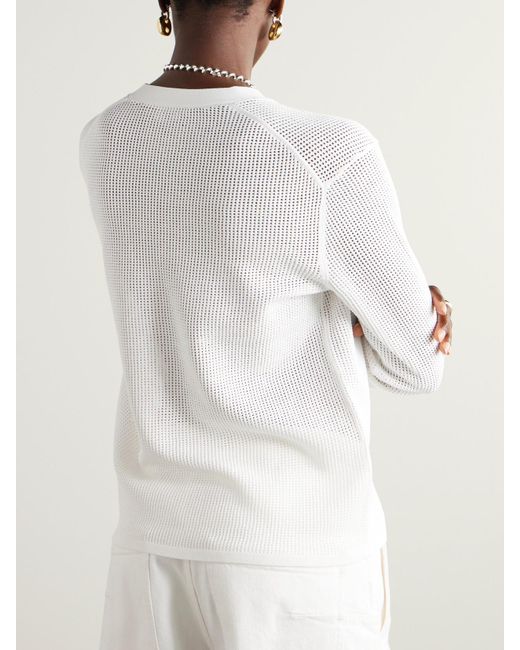 Theory White Pointelle-Knit Cardigan