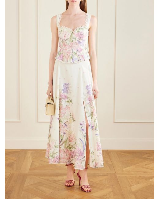 Charo Ruiz Natural Floret Floral Cotton-Blend Top
