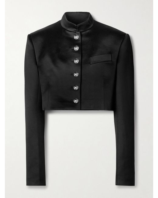 Khaite Black Samuelson Verkürzte Jacke Aus Duchesse-Satin