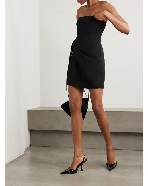 GAUGE81 Black Natal Draped Grain De Poudre Mini Dress