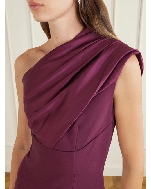 Solace London Purple Gabriela Pleated Satin Gown