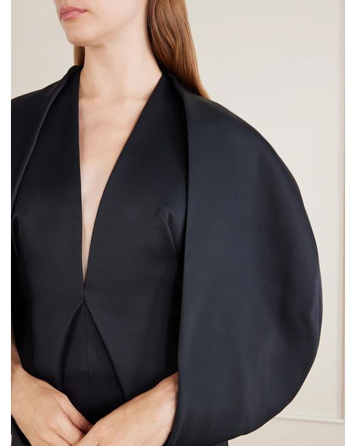 Khaite Black Dakota Crepe-Satin Midi Dress