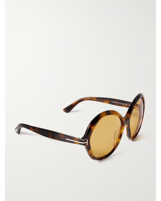 Tom Ford Natural Annabelle Round-Frame Tortoiseshell Acetate Sunglasses