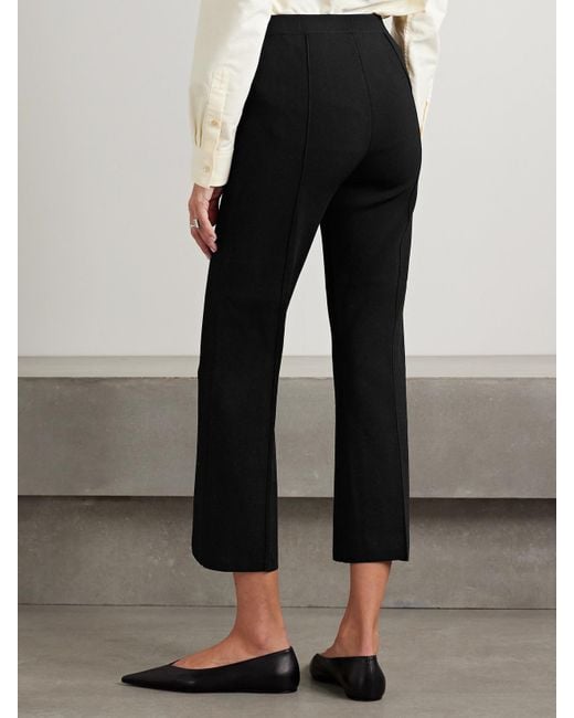 Theory Black Cropped Knitted Flared Pants