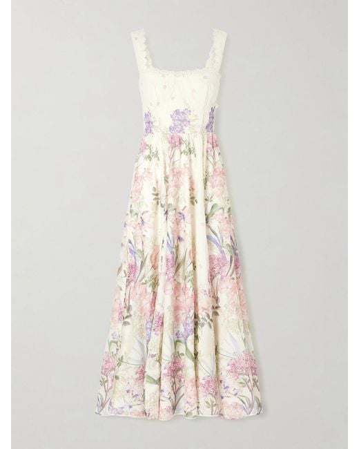 Charo Ruiz White Crissy Floral Printed Cotton-Blend Maxi Dress