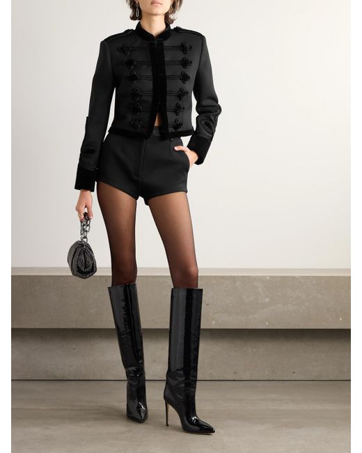Dolce & Gabbana Black Jacke Aus Gabardine Aus Einer Wollmischung Mit Samtbesätzen Und Stickereien