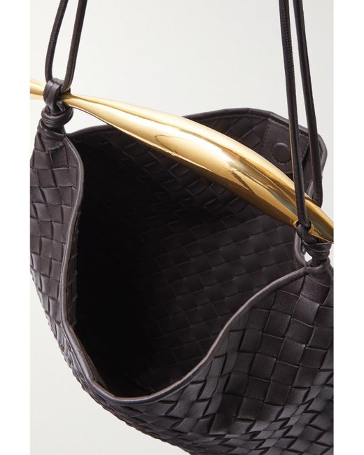 Bottega Veneta Black Sardine Medium Intrecciato Leather Shoulder Bag