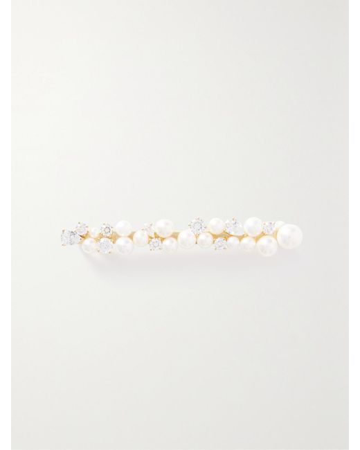Completedworks White Net Sustain Recycled-Plated, Pearl And Crystal Hair Slide