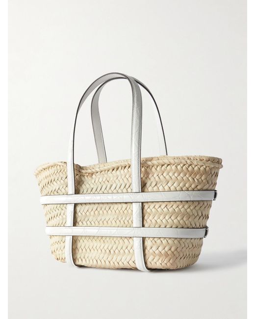 Tory Burch Natural Ella Kleine Tote Aus Geflochtenem Stroh Mit Lederbesätzen
