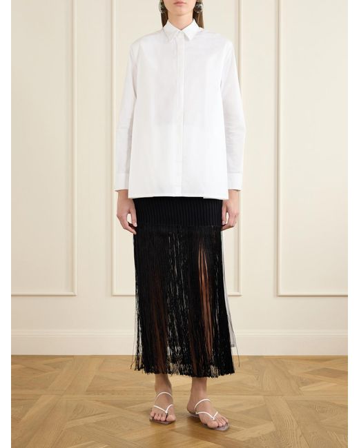 Alaïa White Asymmetric Cotton Poplin Shirt