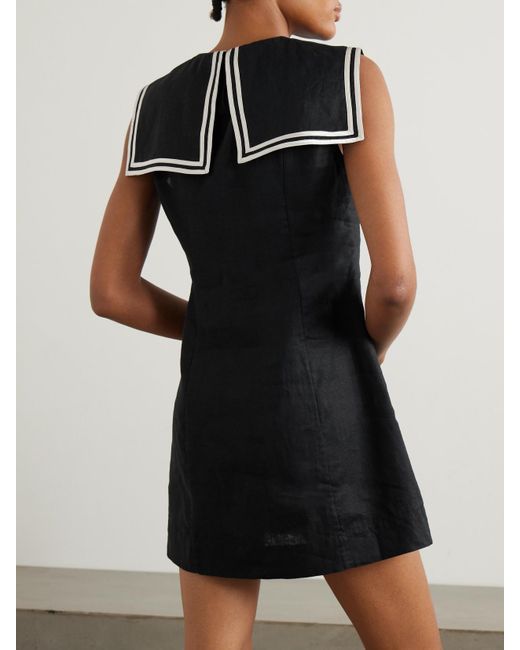 Doen Black Monroe Minikleid Aus Leinen Mit Streifen