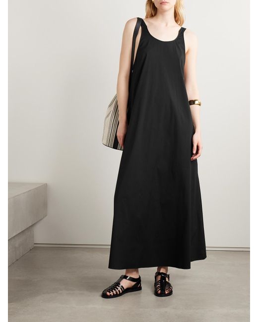 Max Mara Black Romea Open-Back Cotton-Blend Poplin Maxi Dress