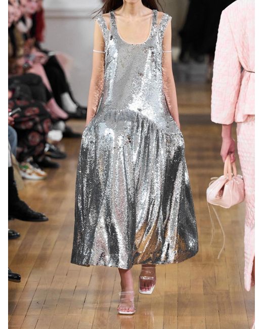 Simone Rocha White Sequined Satin Gown