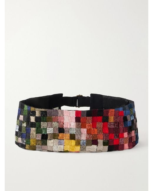 Dries Van Noten Multicolor Bead-Embellished Embroidered Twill Belt