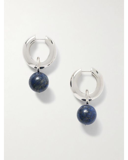 Agmes Blue Sonia Recycled Sterling Lapis Lazuli Hoop Earrings