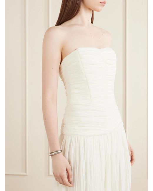 Jonathan Simkhai White Danielle Crinkled Bustier Gown
