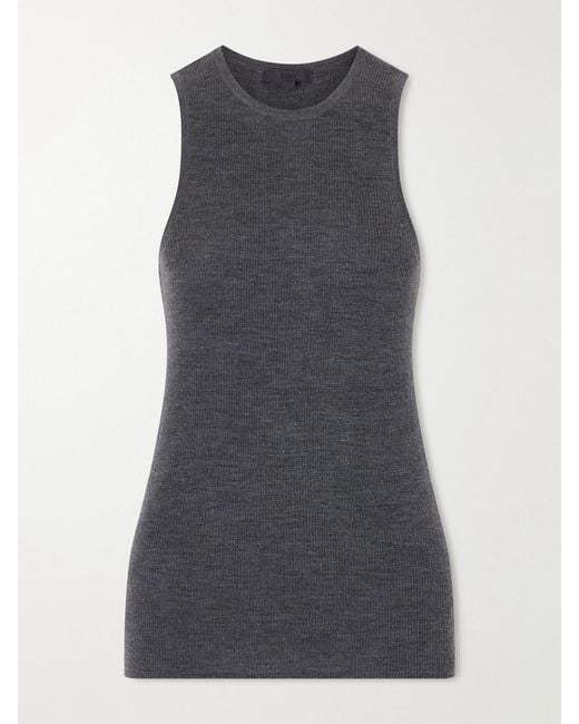 Tibi Gray Ribbed Wool Tank