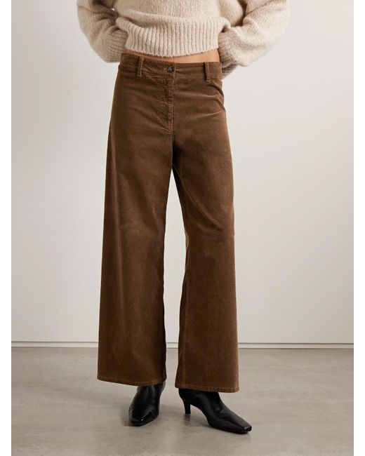 Nili Lotan Brown Megan Cotton-Blend Corduroy Wide-Leg Pants