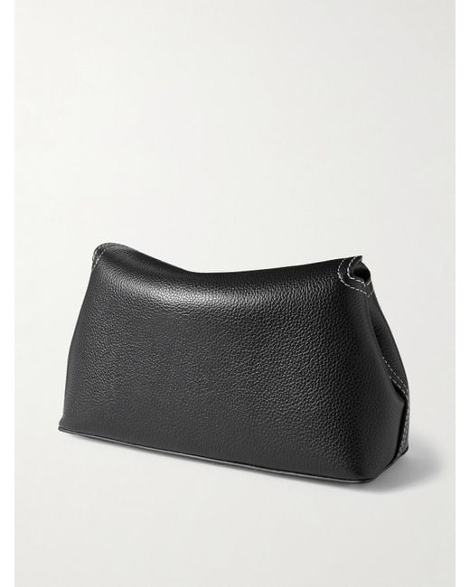 Totême  Black T-Lock Textured-Leather Clutch