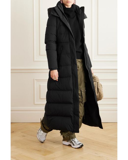 Mackage Black Net Sustain Calina-City Belted Hooded Quilted Recycled-Shell Down Coat