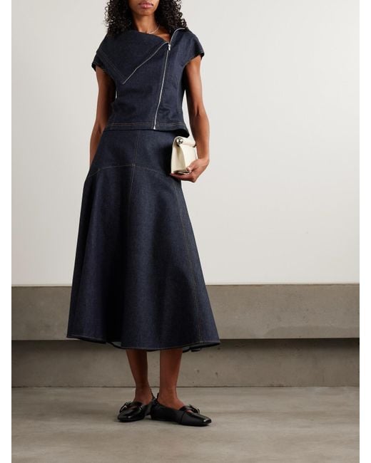 Jacquemus Blue Triangle De-Nîmes Midi-Jeansrock Mit Stickerei