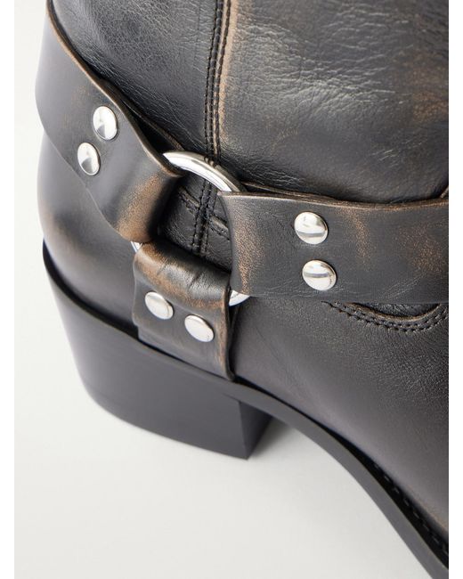 Paris Texas Black Roxy Studded Leather Knee Boots