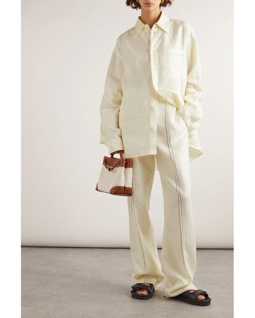 Bottega Veneta Natural Embroidered Linen Shirt