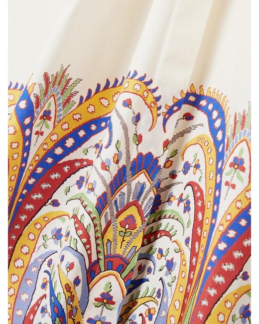 Etro Natural Belted Paisley-Print Cotton-Poplin Midi Shirt Dress