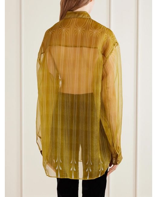 Khaite Yellow Goya Embroidered Silk-Organza Shirt