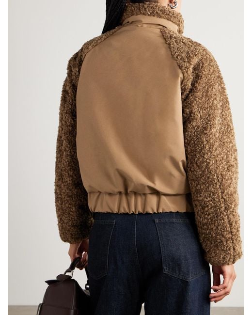 Moncler Brown Coligny Shell-Trimmed Fleece Down Jacket