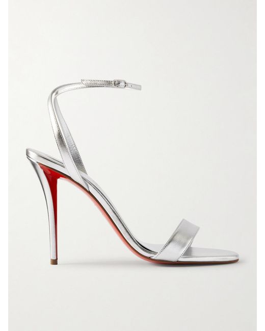 Christian Louboutin White Miss Z 100 Sandalen Aus Metallic-Leder