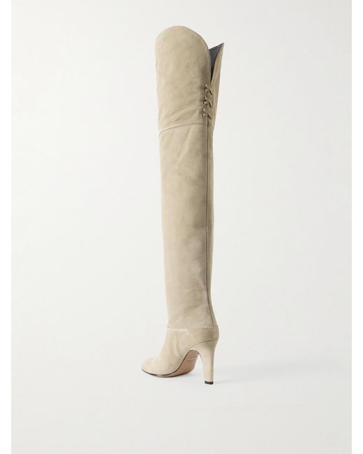 Chloé White Eve Suede Over-The-Knee Boots
