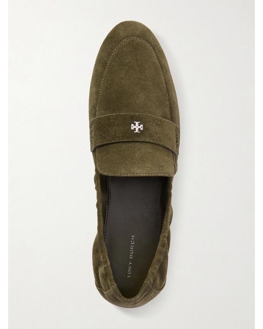 Tory Burch Green Ballet Suede Loafers