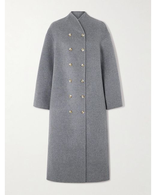 Loulou de Saison Gray Amory Double-Breasted Wool And Cashmere-Blend Coat